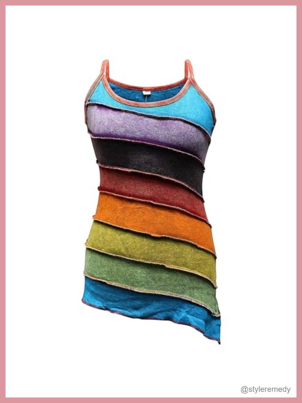 Women's Boho Stonewashed Striped Cotton Tank Top Sleeveless Summer Casual